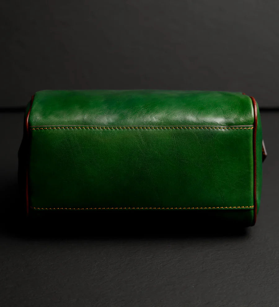 Vintage-Style Green Leather Top Handle Satchel