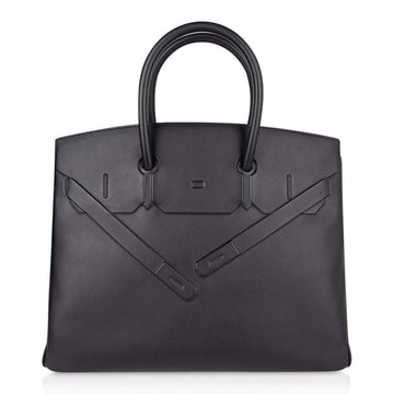 Shadow Birkin 35 Bag Limited Edition Black Swift Leather New