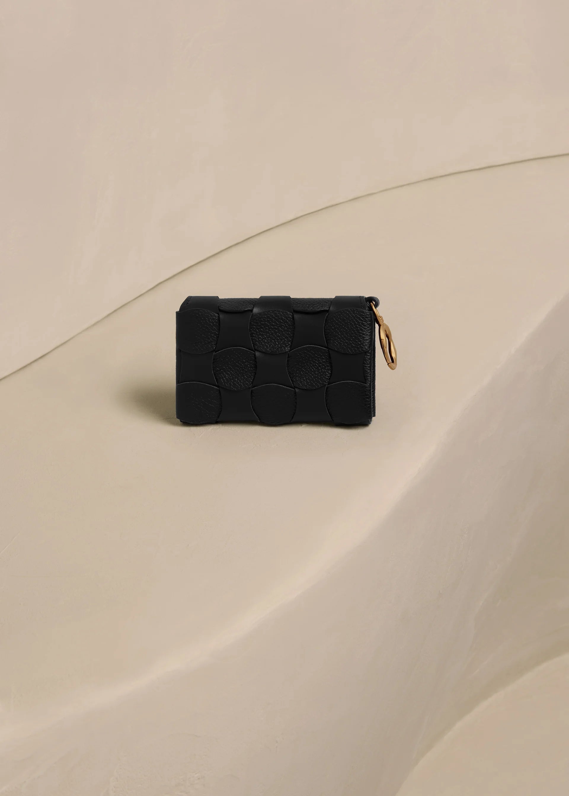Woven Leather Mini Card Holder with Keyring