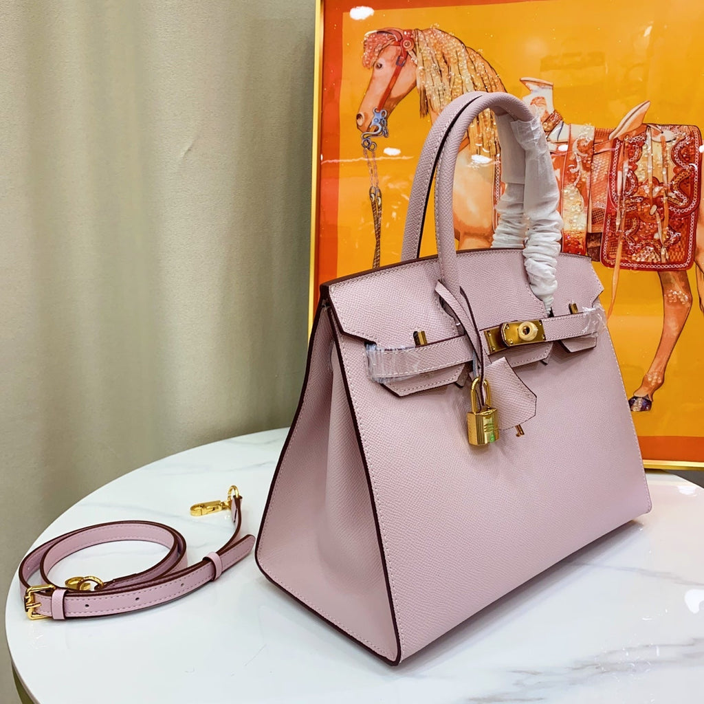 Birkin Style 25/30 Sellier in Rose Sakura Epsom Leather (Gold Hardware)