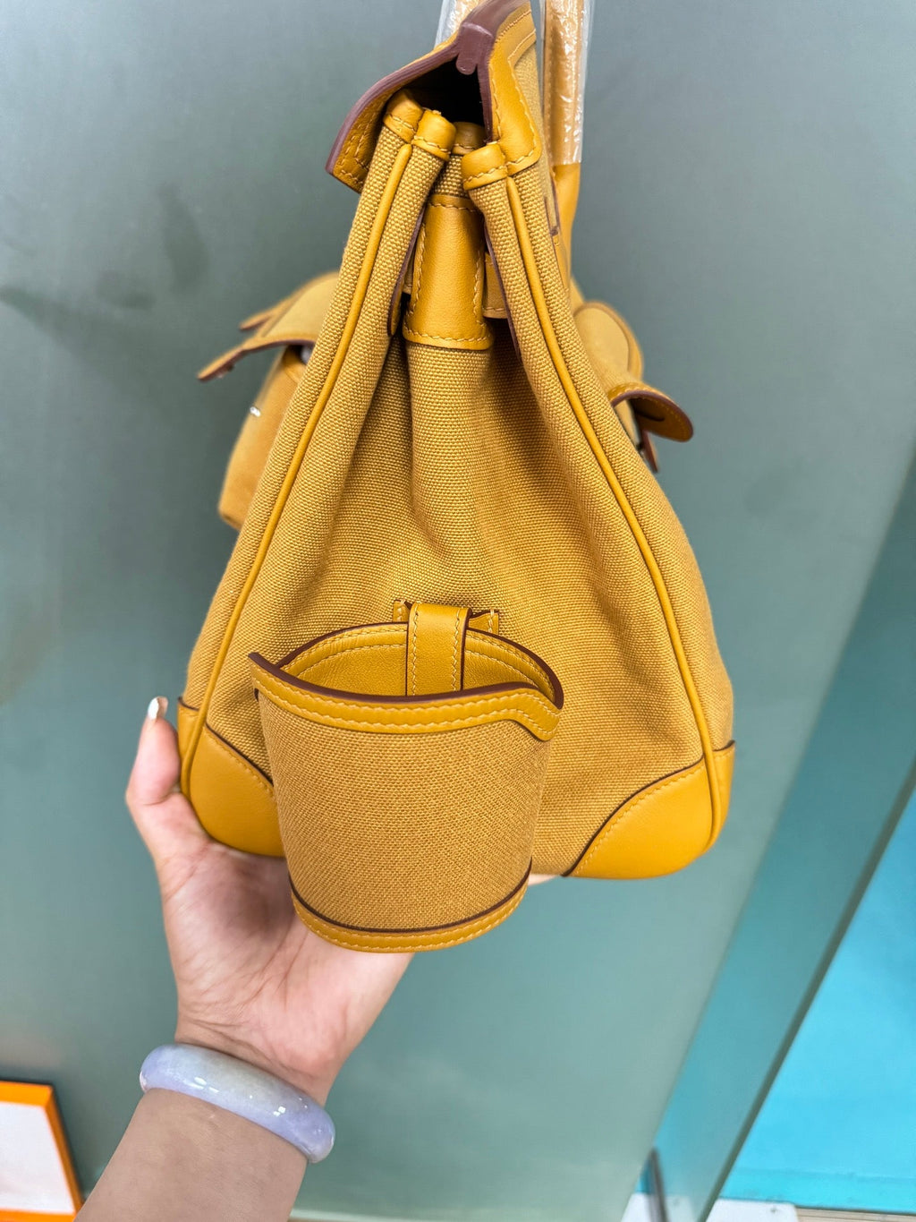 Birkin Cargo 35 Sesame Swift Leather and Canvas Multi-Pocket Bag