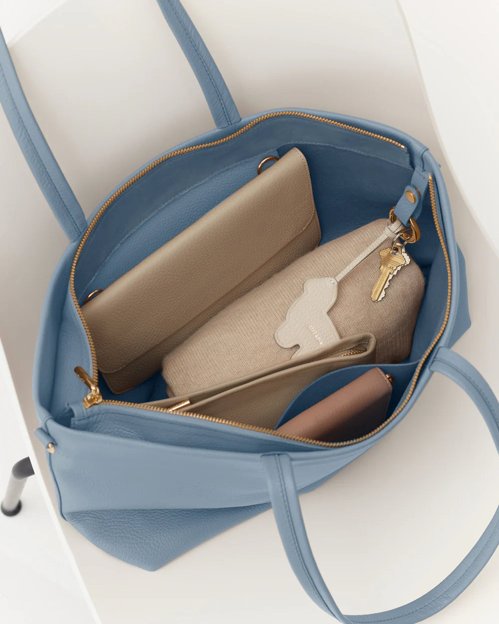 Premium Leather Zip-Top Tote Bag