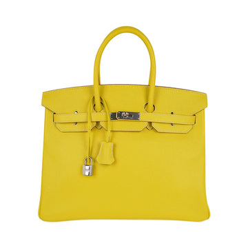 Birkin 35 Lime Candy Limited Edition Bag Epsom Palladium