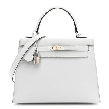 Kelly Sellier Gris Pantin Palm-Grained Leather Palladium Hardware