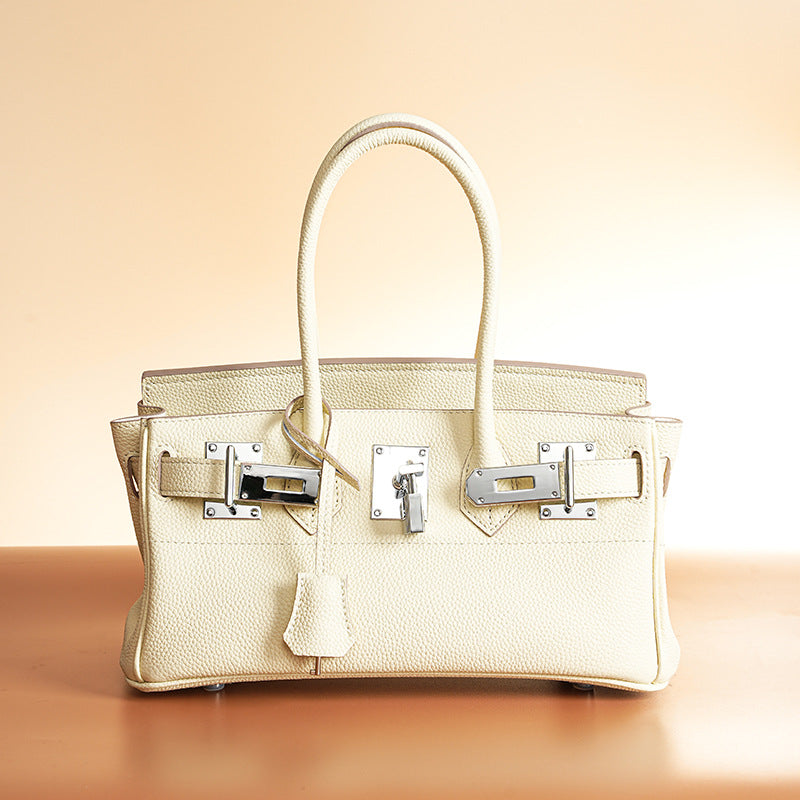 Structured Pebbled Leather Top-Handle Satchel