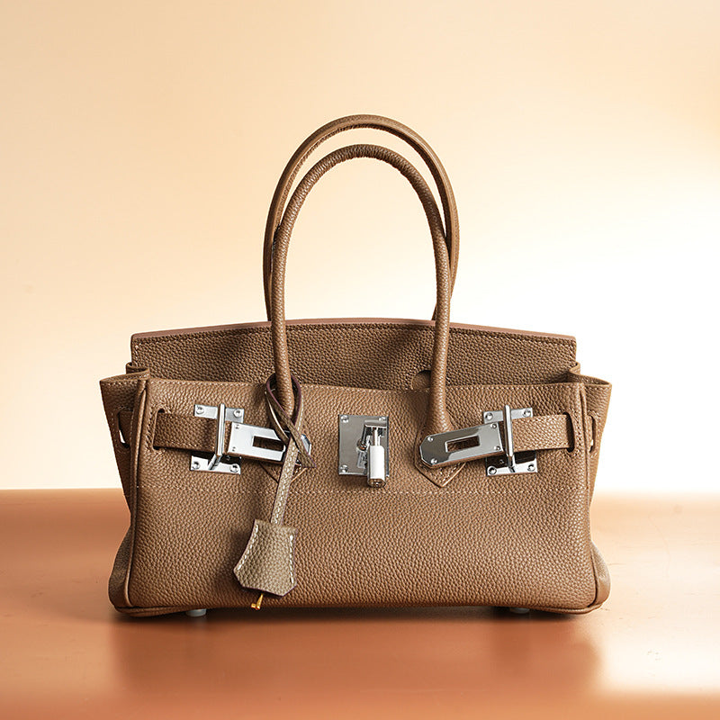 Structured Pebbled Leather Top-Handle Satchel