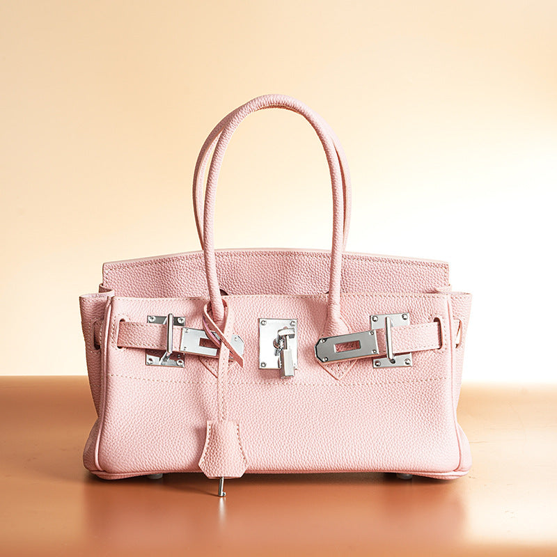 Structured Pebbled Leather Top-Handle Satchel