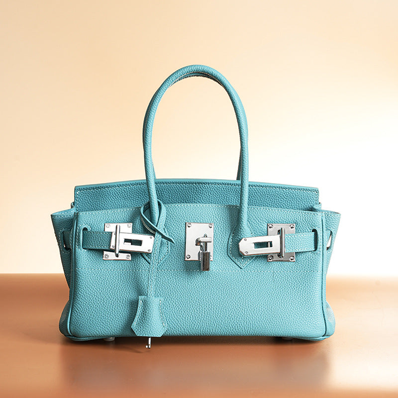 Structured Pebbled Leather Top-Handle Satchel