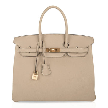 Birkin 35 HSS Bi-Color Bag Trench / Rose Jaipur Brushed Gold Hardware