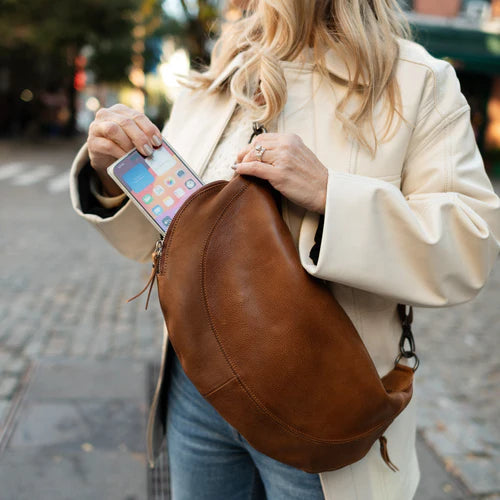 Soft Leather Sling Crossbody Bag