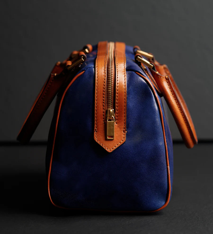 Vintage-Style Green Leather Top Handle Satchel