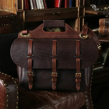 Vintage Full-Grain Leather Satchel Briefcase