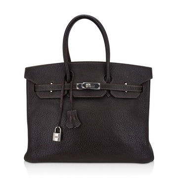 Birkin 35 Bag Cocoan Brown Chevre Leather with Palladium Hardware