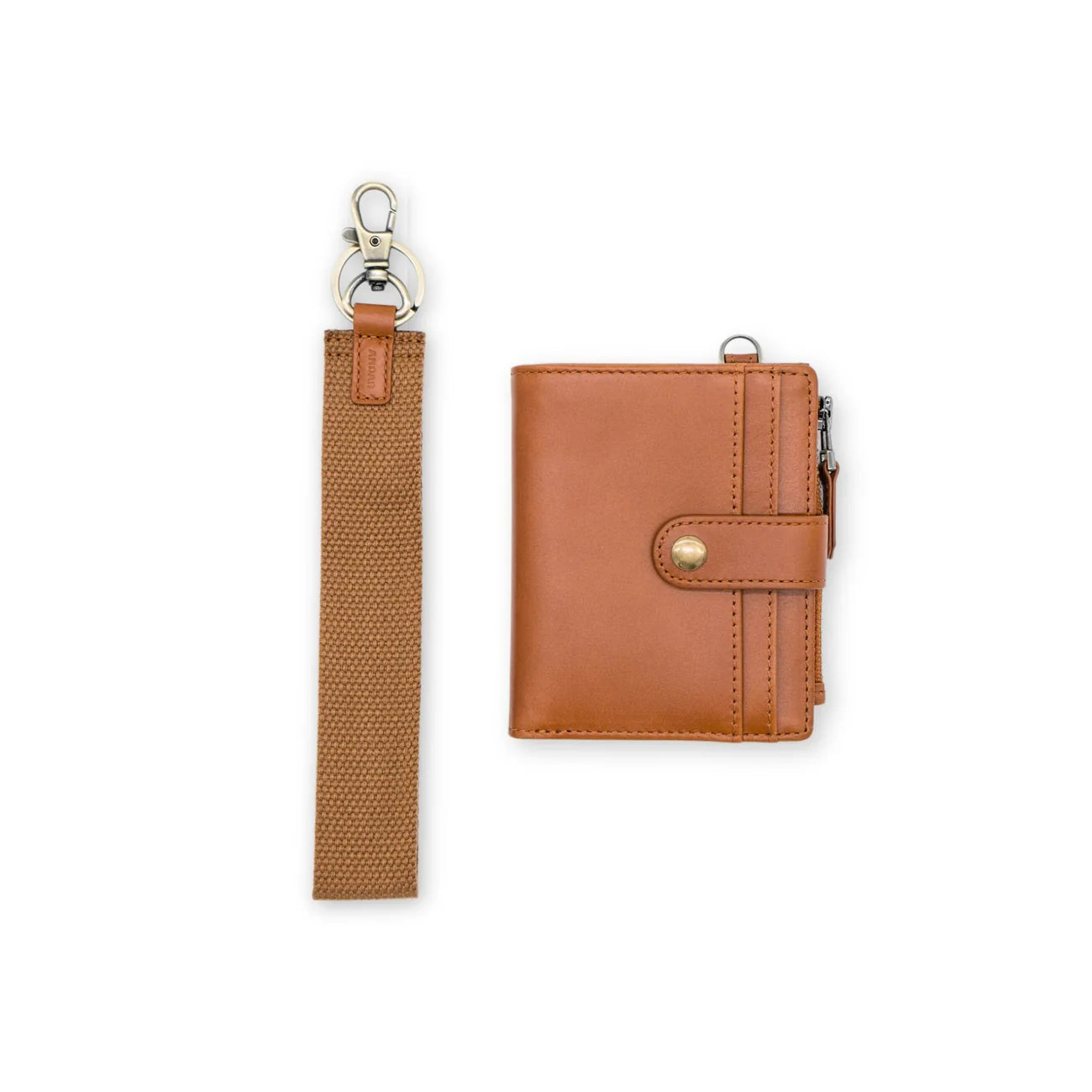 Compact Leather Card Wallet with Detachable Lanyard