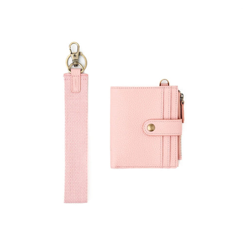 Compact Leather Card Wallet with Detachable Lanyard