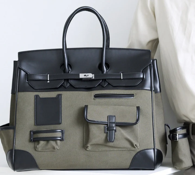 Multi-Pocket Structured Tote Bag