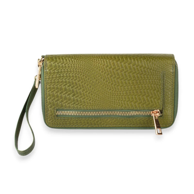 Textured Double-Zip Wristlet Wallet