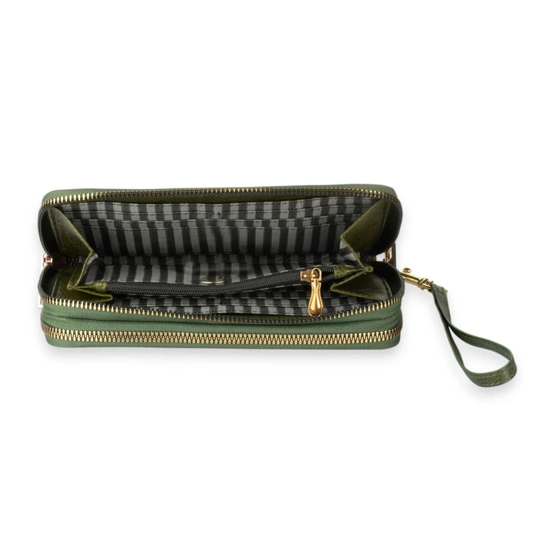 Textured Double-Zip Wristlet Wallet