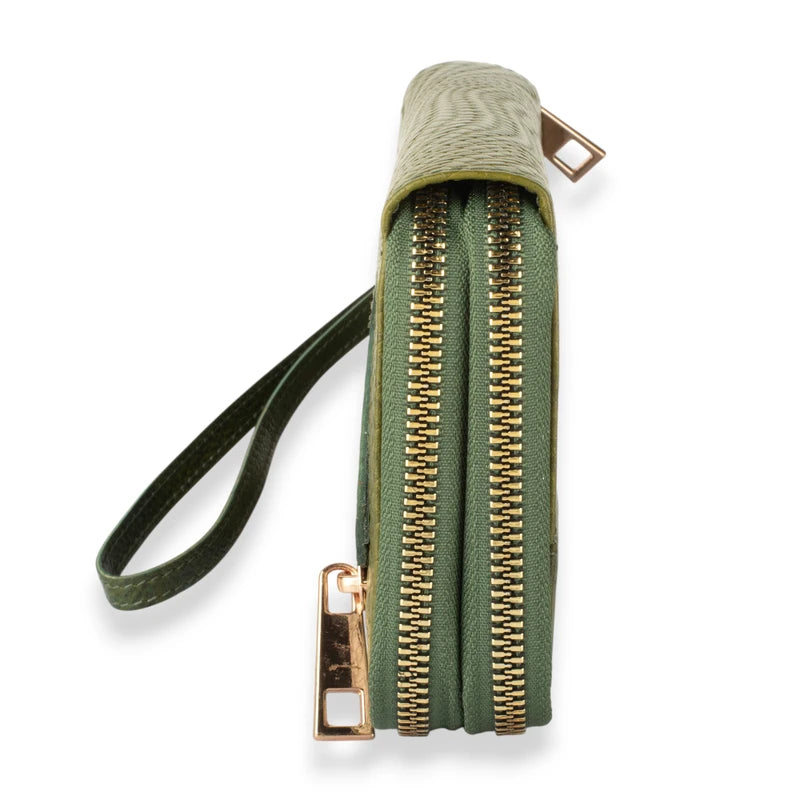 Textured Double-Zip Wristlet Wallet