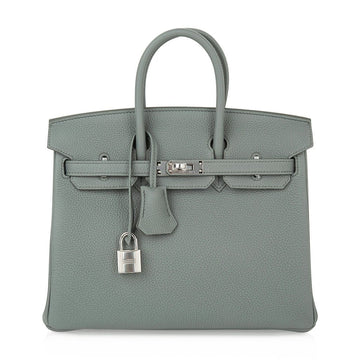 Birkin 25 Bag Vert Amande Togo Palladium Hardware
