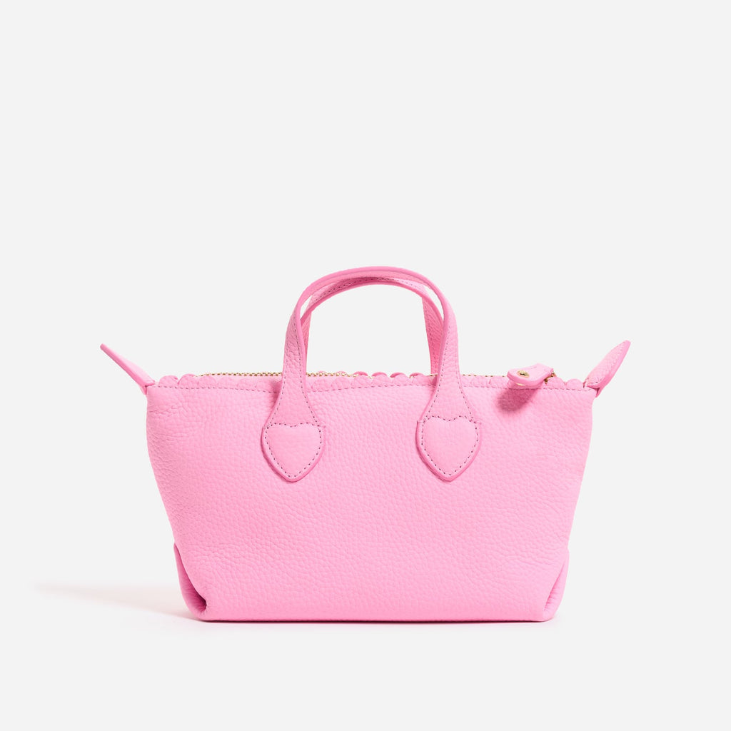 Mini Heart-Detail Pebbled Leather Tote