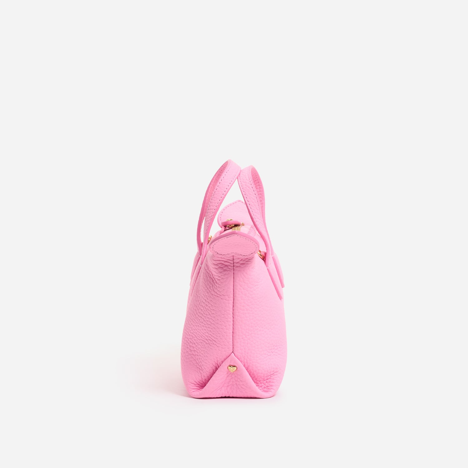 Mini Heart-Detail Pebbled Leather Tote
