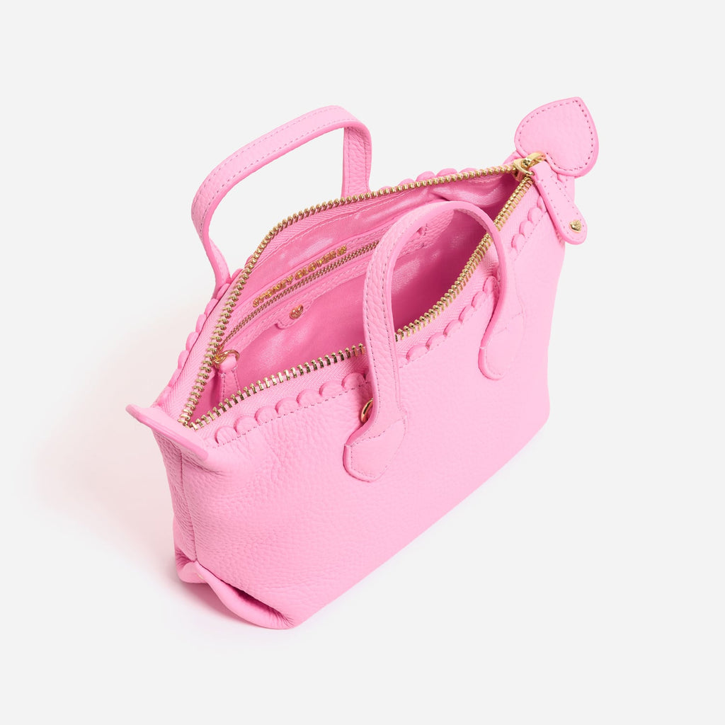 Mini Heart-Detail Pebbled Leather Tote