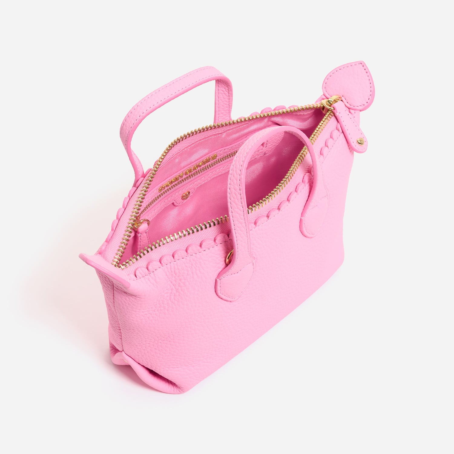 Mini Heart-Detail Pebbled Leather Tote