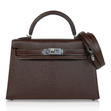 Kelly 20 Bi-Color Mini Sellier Bag Havane / Etrusque Chevre Palladium