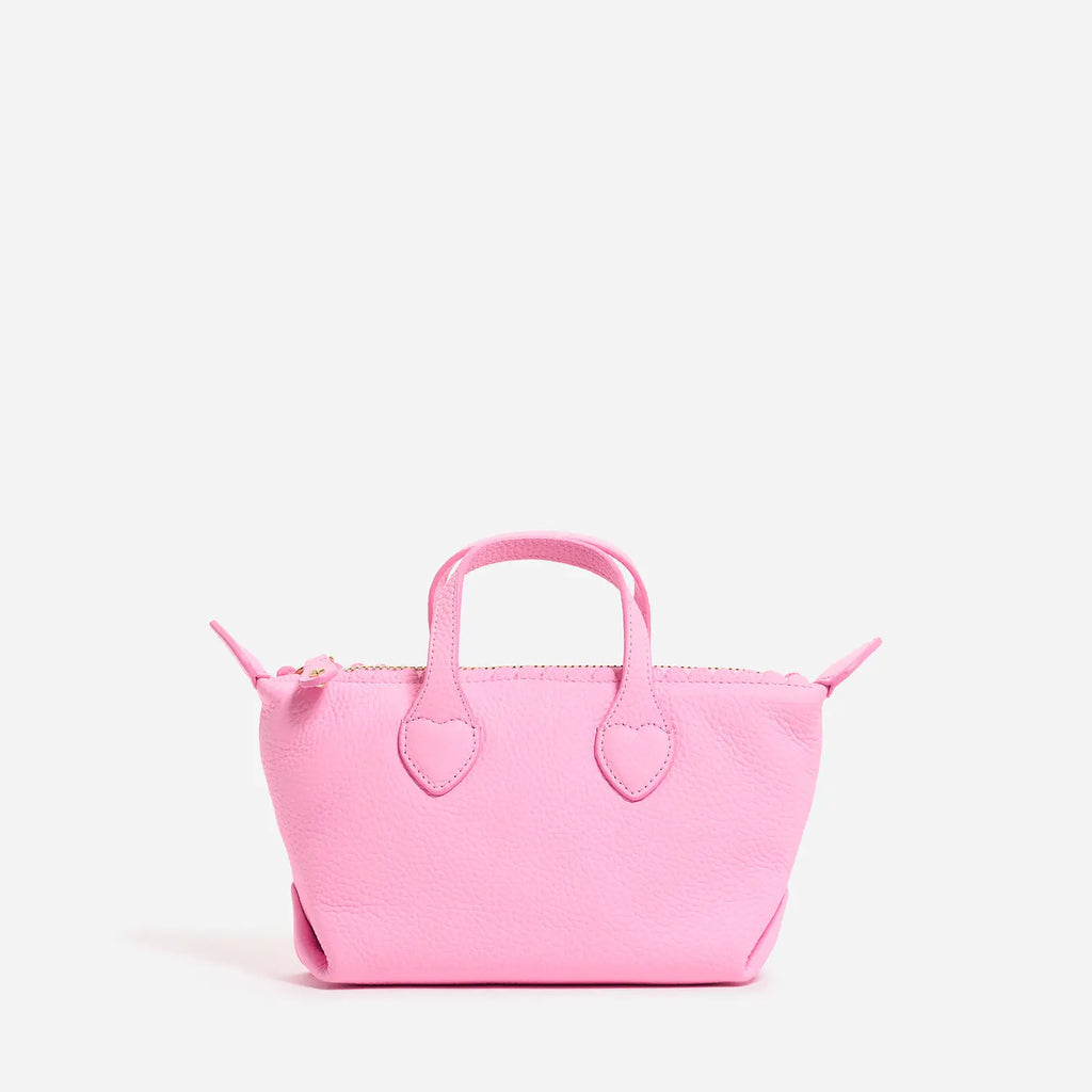 Mini Heart-Detail Pebbled Leather Tote