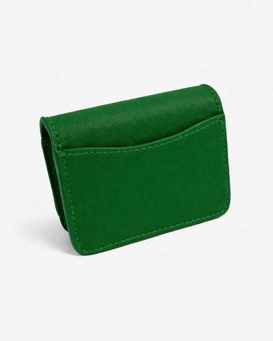 Compact Crosshatch Leather Mini Card Wallet