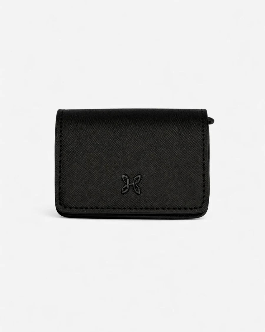 Compact Crosshatch Leather Mini Card Wallet