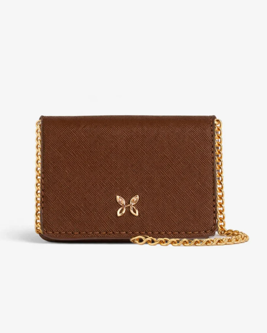 Compact Crosshatch Leather Mini Card Wallet