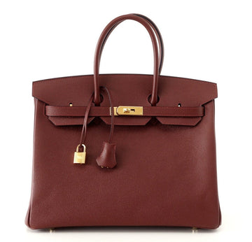 Birkin 35 Bag Red Rouge H Limited Edition Contour Navy Gold