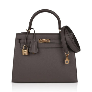 Kelly Sellier 25 Bag Etain Gold Hardware Epsom Leather New