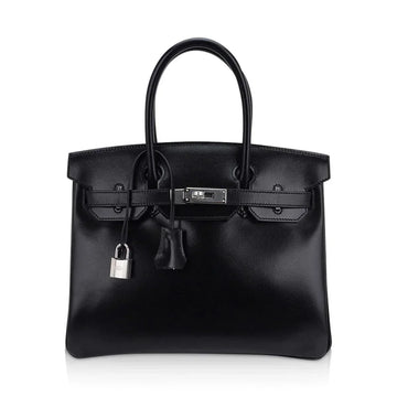 Birkin 30 Black Box Leather Bag Palladium Hardware