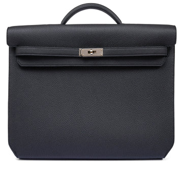 Kelly Black Togo 36 Briefcase Palladium Hardware FR trendy frosted leather casual bag