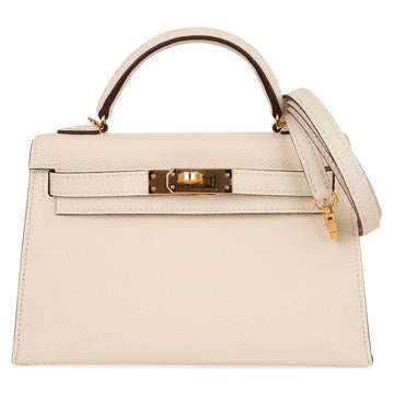 Mini Kelly 20 Bag Sellier Nata Epsom with Gold Hardware